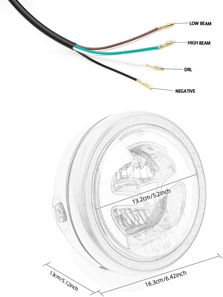 BENEALL Motorcycle Headlight 5.75 inch Round LED with Mounting Brackets Assembly, Front Headlamp with DRL High/Low Beam for Cafe Racer E-bike Bobber Chopper (style A) - Image 4